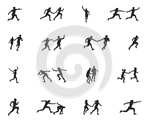 Relay runners silhouette, Relay Runners SVG, Relay silhouette, Relay race runner silhouettes