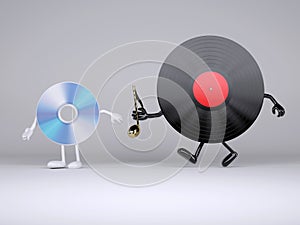 Relay between vinyl record and compact disk