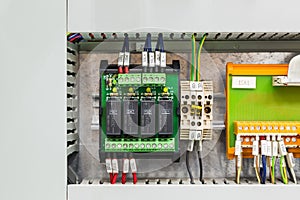 Relays board in control cubicle