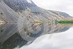 Relections on Wast Water lake in Lake District National Park