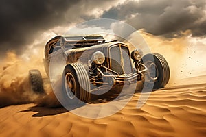 Relentless Sandstorm car desert. Generate Ai