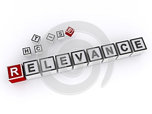 relevance word block on white