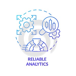 Reliable analytics blue gradient concept icon