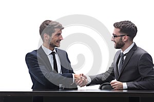 Reliable business partners shaking hands . isolated on white