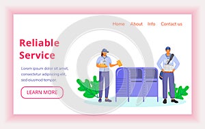 Reliable service landing page vector template