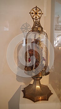 A relic of the hand of St Margaret Clitherow in in the Bar Convent, York, in Northern England