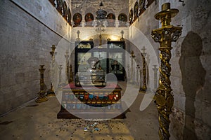 Relics display inside the Basilica of Saint Nicholas, Bari, Apulia in Italy