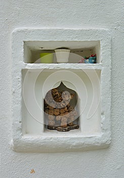 Relics at the entrance to the church of St. John the Baptist