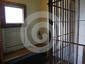 Relics of an old 1880s town jailhouse in South Dakota