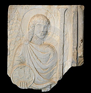 Relief of Archangel Gabriel with Greek inscription