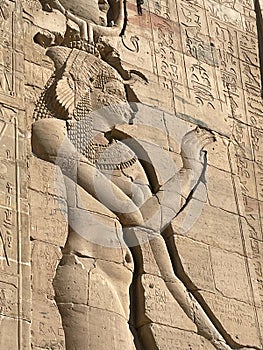 Relief carving of the goddess Isis at Philae Temple UNESCO World Heritage Site, Agilika