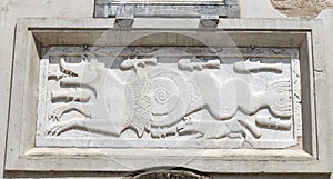 Relief in Church of Santa Maria Assunta in Positano, Naples, Italy