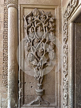 relief craftsmanship design on the centuries-old palace wall