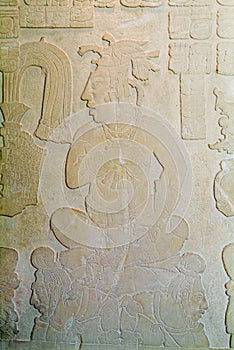 Relief detail of the mayan temple ruins at Palenque