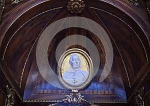 Relief of a famous man in the Philosophical Hall, Strahov Monastery Library, Praque photo