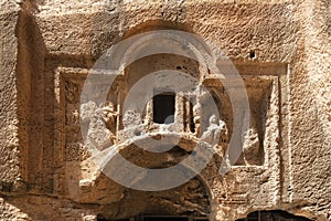 Relief of Great Catacomb in Dara Ancient city, Mardin Turkey
