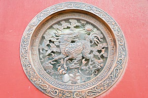 Relief at Guanyin Temple. a famous historic site in Hohhot, Inner Mongolia, China.