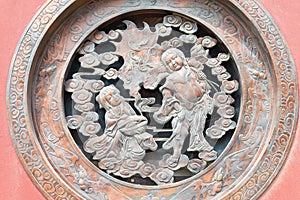 Relief at Guanyin Temple. a famous historic site in Hohhot, Inner Mongolia, China.