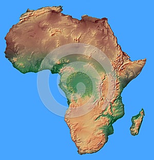 Relief Map of Africa Isolated