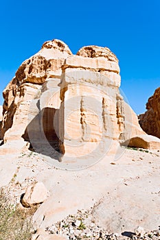 Relief of obelisk and Jinn Block in Petra