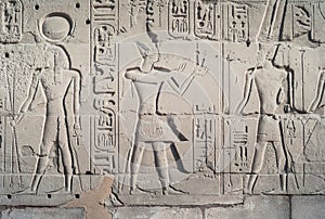 Relief of Ramesses II delivering Maat Sacrifice to Amun Ra, Karnak Temple, Egypt