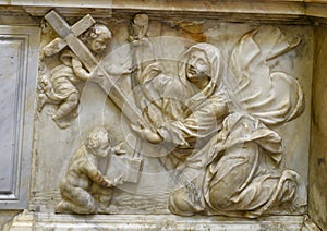 Relief right end of the Tomb of Guiseppe Siri, Archbishop of Genova 1946 to 1987, located in the Genoa Cathedral