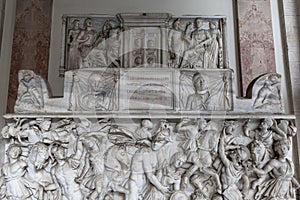 Relief sculpture of battle scene in the Vatican Museum