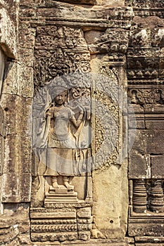 Relief of Ta Prohm temple, Angkor Thom, Siem Reap, Cambodia.