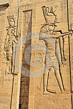 Relief at the Temple of Edfu in Egypt