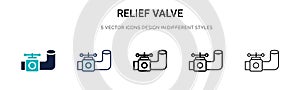 Relief valve icon in filled, thin line, outline and stroke style. Vector illustration of two colored and black relief valve vector