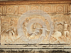 Relief of wall Carlos V Palace