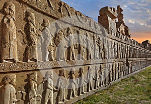 Reliefs in the ancient city of Persepolis, Shiraz, Iran photo