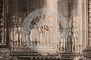 Reliefs in the Angkor Wat temple, Cambodia photo