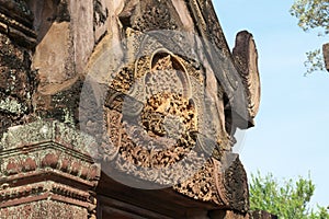 Reliefs in Banteay Srei in Siem Reap, Cambodia