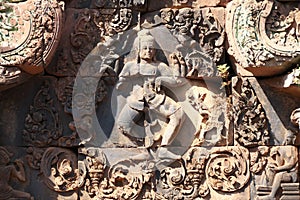 Reliefs in Banteay Srei in Siem Reap, Cambodia