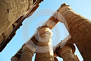 Reliefs and pillars of the temple of Karnak, Egypt