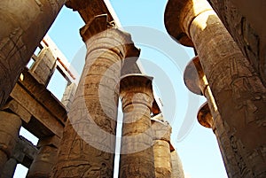 Reliefs and pillars of the temple of Karnak, Egypt