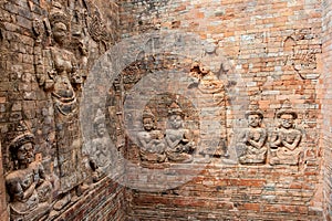 Reliefs at Prasat Kravan in Cambodia