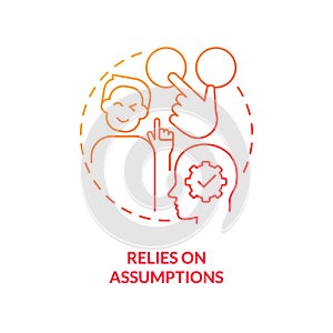 Relies on assumptions red gradient concept icon