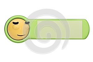 Relieved face emoticon on a board.3D illustration.