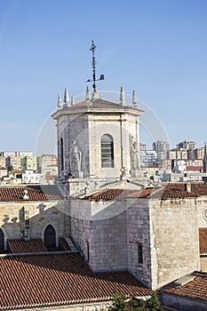 Religion, aerial view of the cathedral of the city of Santander, Spain