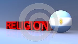 Religion with argentina flag on blue