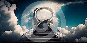 Religion background Stairway to Heaven Stairs in sky Generative AI