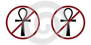 religion ban prohibit icon. Not allowed religion. photo