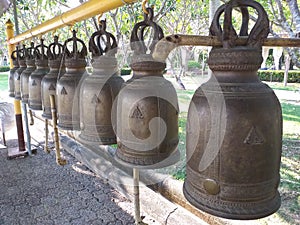 Religion Buddism Bells at PhutthaMonthon Park. Thailand