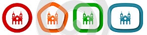 Religion, church vector icon set, flat design buttons on white background