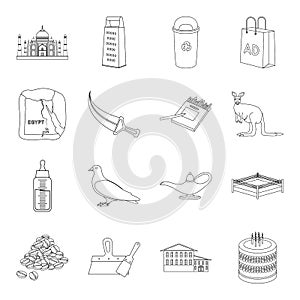 Religion, cooking, animal and other web icon in outline style.sport, school, ecology icons in set collection.