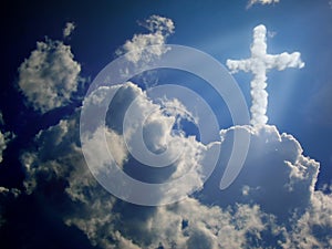 Religion cross. clouds concept