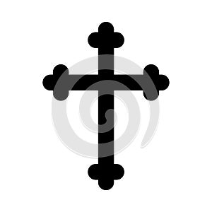 Religion cross icon. Black christian cross Vector symbol illustration