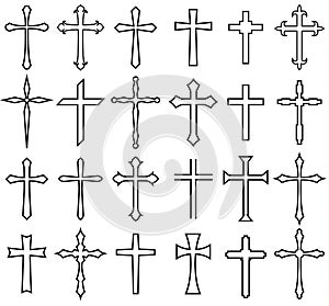 Religion cross icon set